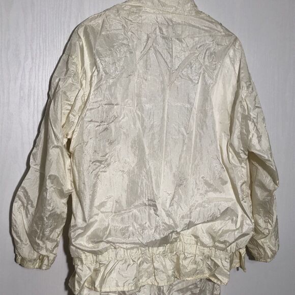 Active Exchange Tracksuit Womens Medium White Gold Pants Jacket Set 80s 90s - Picture 12 of 13